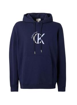Felpa con cappuccio Calvin Klein Graphic Hoodie blu scuro da uomo