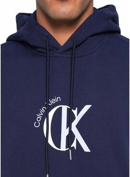 Felpa con cappuccio Calvin Klein Graphic Hoodie blu scuro da uomo
