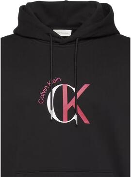 Felpa con cappuccio Calvin Klein Graphic Hoodie nera per uomo