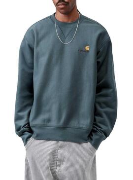 Felpa Carhartt American Script blu per uomo