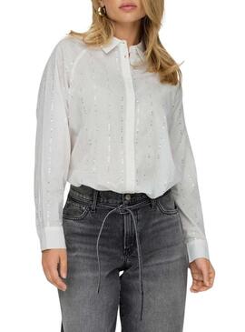 Camicia Only Onlminna con paillettes bianche per donna.