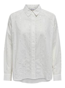 Camicia Only Onlminna con paillettes bianche per donna.