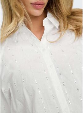 Camicia Only Onlminna con paillettes bianche per donna.
