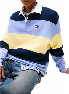 Polo Tommy Jeans Rugby blu e giallo per uomo.