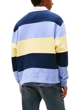 Polo Tommy Jeans Rugby blu e giallo per uomo.
