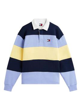 Polo Tommy Jeans Rugby blu e giallo per uomo.