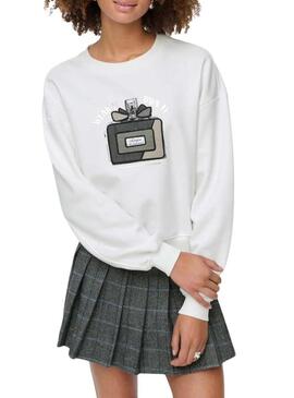 Felpa Only Emily Perfume bianco per donna