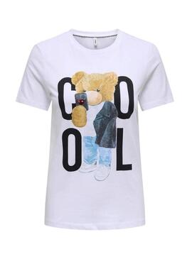 Maglietta Only Teddy Cool bianca per donna.