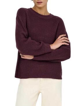 Maglia Only Milouz bordeaux per donna