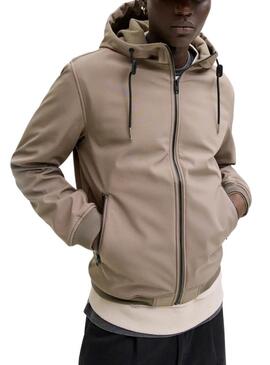 Giacca Jack And Jones Softshell color cammello per uomo