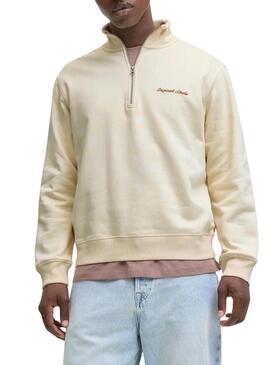 Felpa Jack and Jones Norrebro beige per uomo.