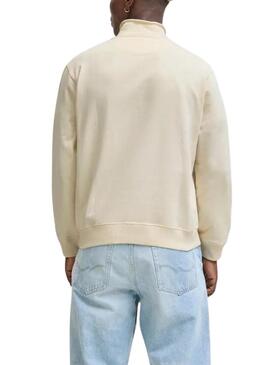 Felpa Jack and Jones Norrebro beige per uomo.