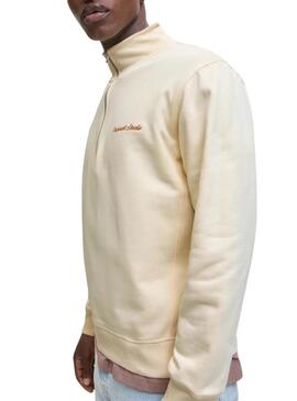 Felpa Jack and Jones Norrebro beige per uomo.