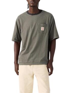 Maglietta Levi's Worker a righe verde per uomo