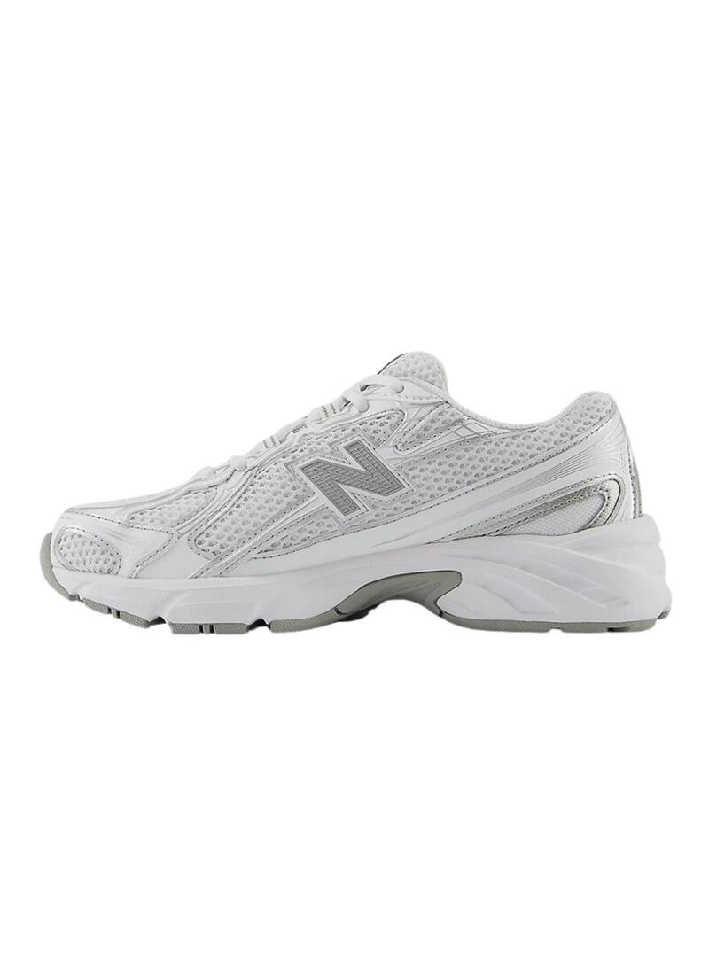 Sneakers New Balance GR740 bianche e argento per donna.