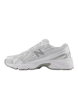 Sneakers New Balance GR740 bianche e argento per donna.