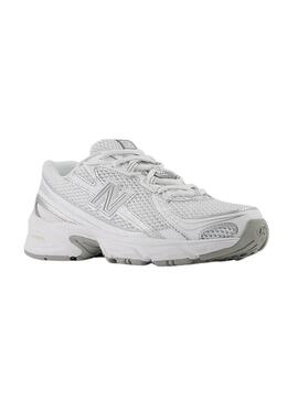 Sneakers New Balance GR740 bianche e argento per donna.