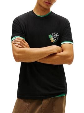 Maglietta Tommy Jeans Shift nera per uomo.