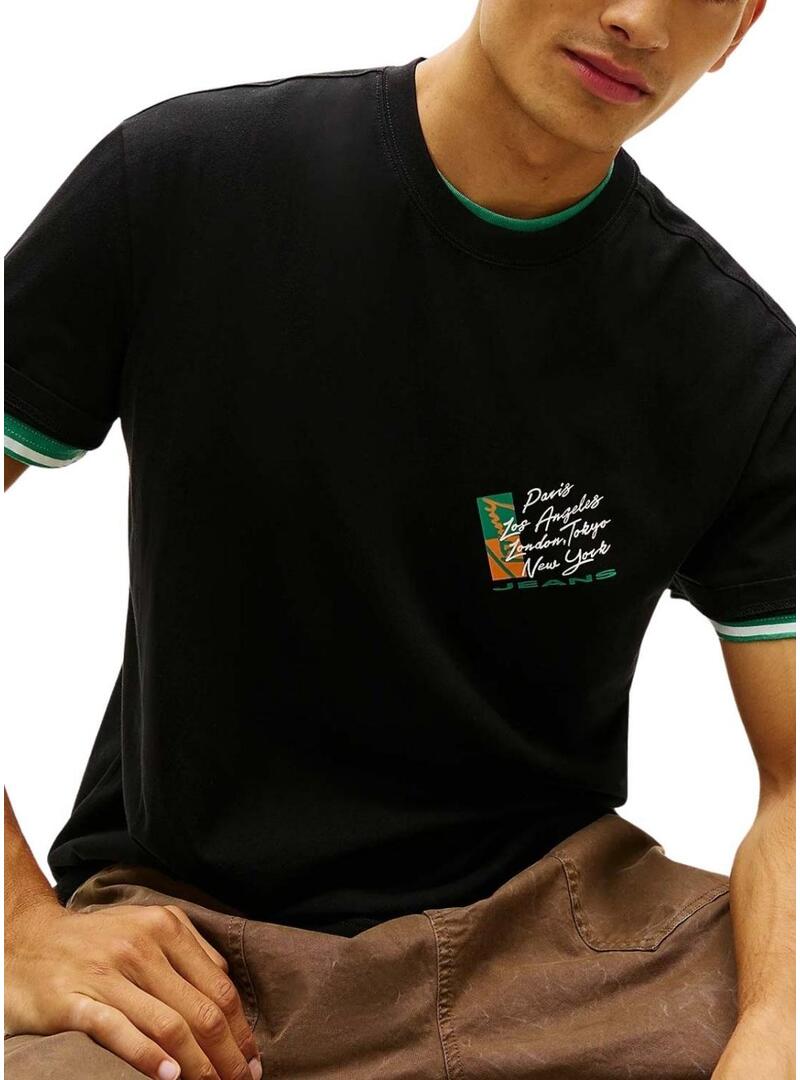 Maglietta Tommy Jeans Shift nera per uomo.