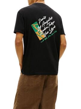 Maglietta Tommy Jeans Shift nera per uomo.