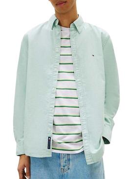 Camicia Tommy Jeans Oxford verde per uomo