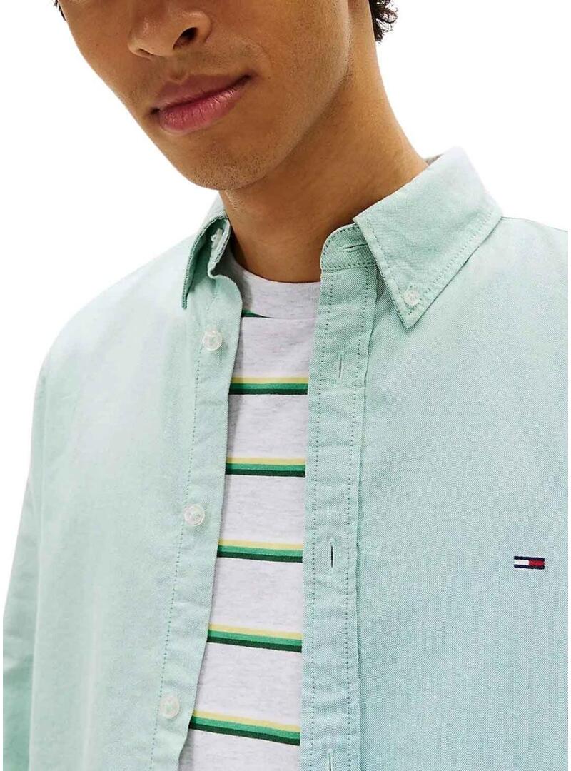 Camicia Tommy Jeans Oxford verde per uomo