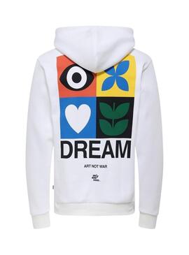 Felpa Only and Sons Ceres Claude bianca per uomo