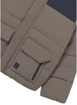 Giacca trapuntata bicolore marrone e blu scuro Mayoral per ragazzo