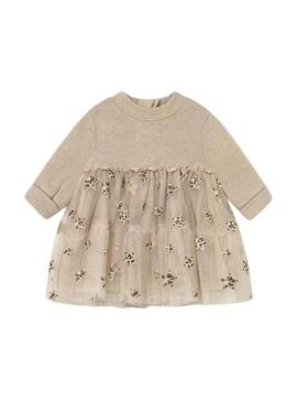 Abito Mayoral in tulle beige per bambini