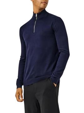 Maglione a mezza zip blu Only and Sons Wyler solo per uomo