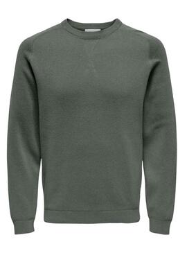 Maglia verde Only and Sons Onspin solo per uomo