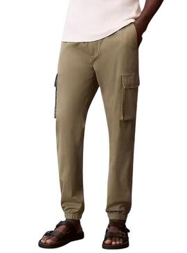 Pantaloni cargo Calvin Klein Jeans Elastic Twill vintage verde per uomo