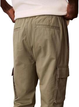Pantaloni cargo Calvin Klein Jeans Elastic Twill vintage verde per uomo