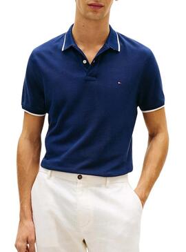 Polo Tommy Hilfiger Pique blu per uomo