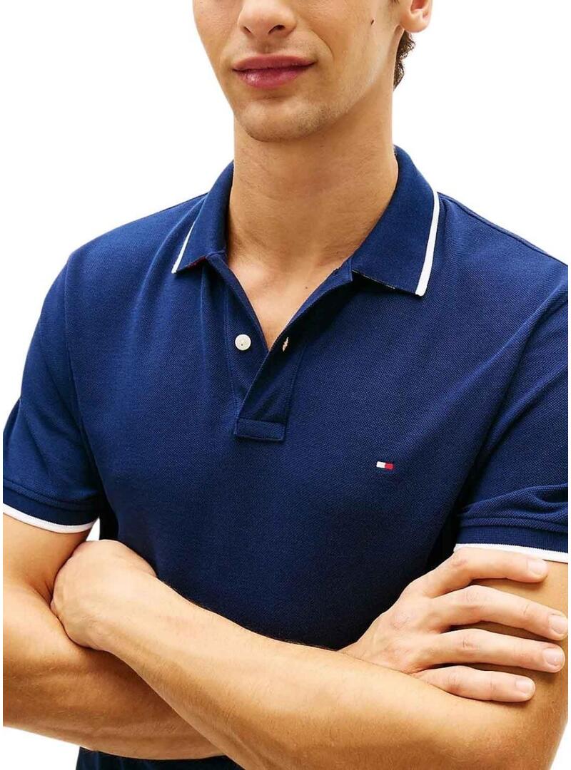 Polo Tommy Hilfiger Pique blu per uomo