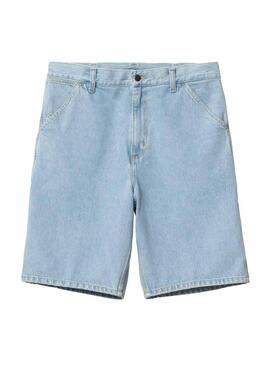 Bermudas Carhartt ginocchiere singole in denim chiaro da carpentiere per uomo