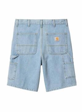 Bermudas Carhartt ginocchiere singole in denim chiaro da carpentiere per uomo