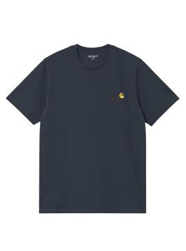 Maglietta Carhartt American Script in blu navy per uomo