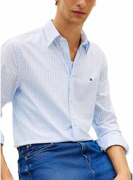 Camicia Tommy Hilfiger Gingham bianca e blu per uomo