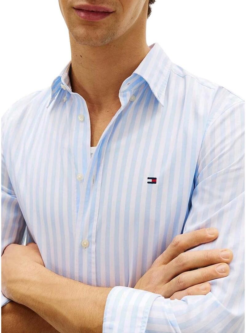 Camicia a righe blu e bianche Tommy Hilfiger per uomo