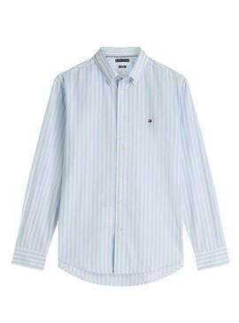 Camicia a righe blu e bianche Tommy Hilfiger per uomo