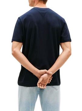 Maglietta con tasca Tommy Hilfiger blu scuro per uomo