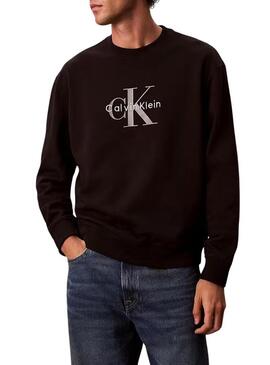 Felpa Calvin Klein Jeans Monologo nera per uomo