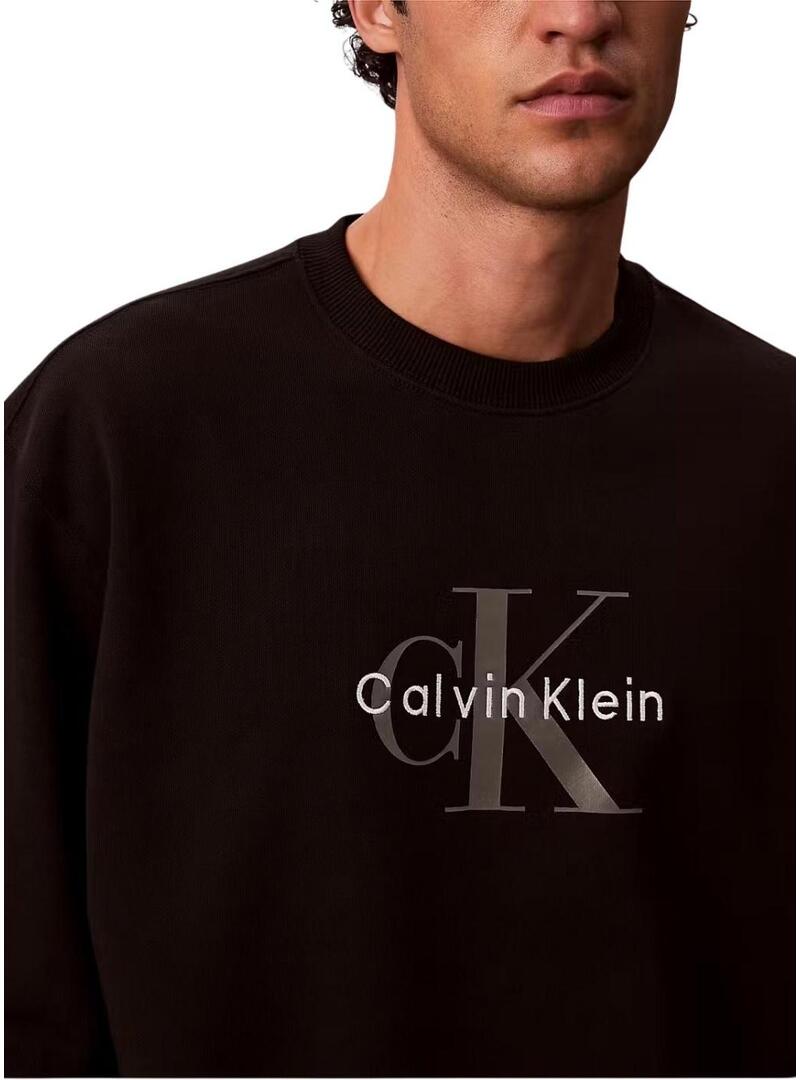 Felpa Calvin Klein Jeans Monologo nera per uomo