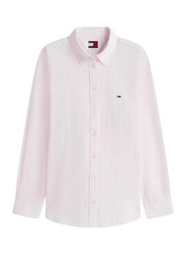 Camicia Tommy Jeans in popeline a righe rosa e bianche da donna