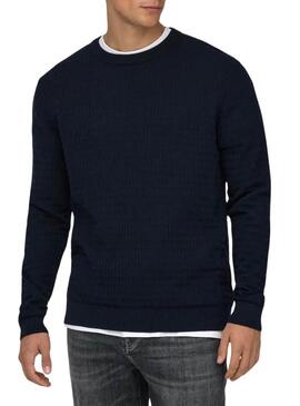 Maglia blu scuro Only and Sons Wyler solo per uomo.