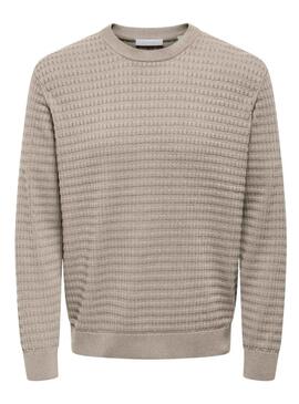 Maglia Only and Sons Berry beige per uomo