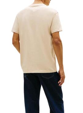Maglietta Tommy Jeans Big Flag beige per uomo