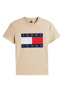 Maglietta Tommy Jeans Big Flag beige per uomo