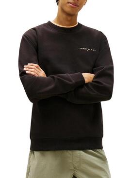 Felpa Tommy Jeans Linear Chest nera per uomo